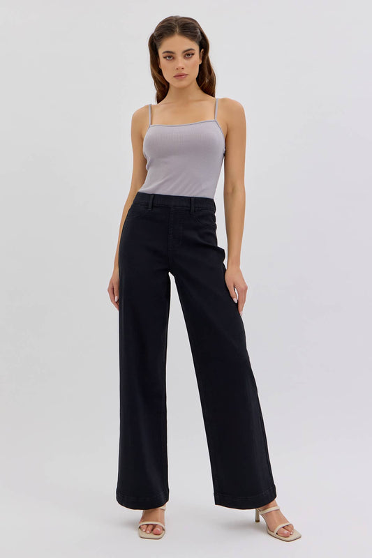 Paisley Pull On Black Pant