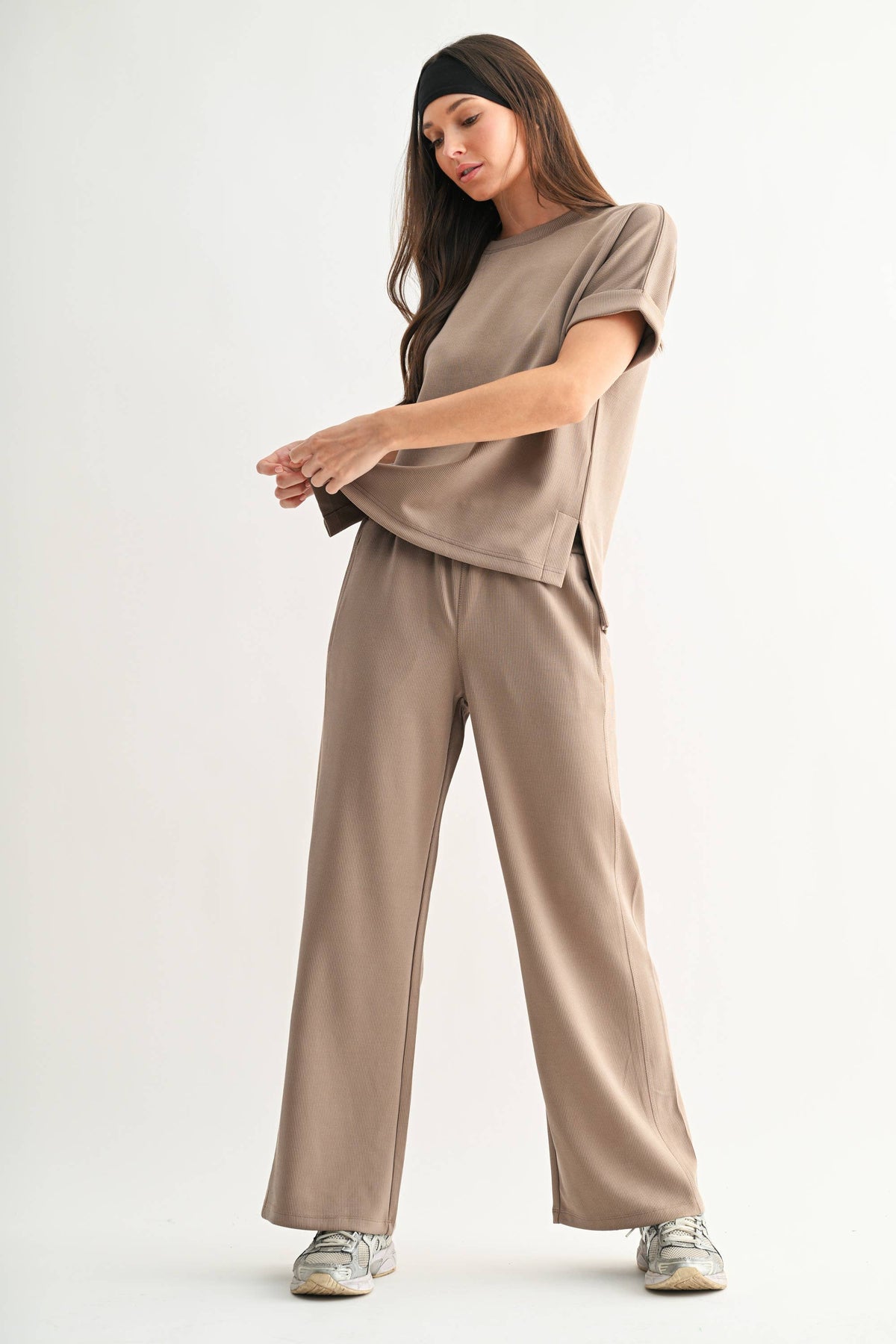 Luxe Sand Wash Rib Lounge Tee