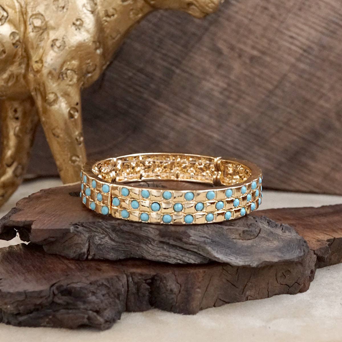 Checker Crystal Stretch Bangle
