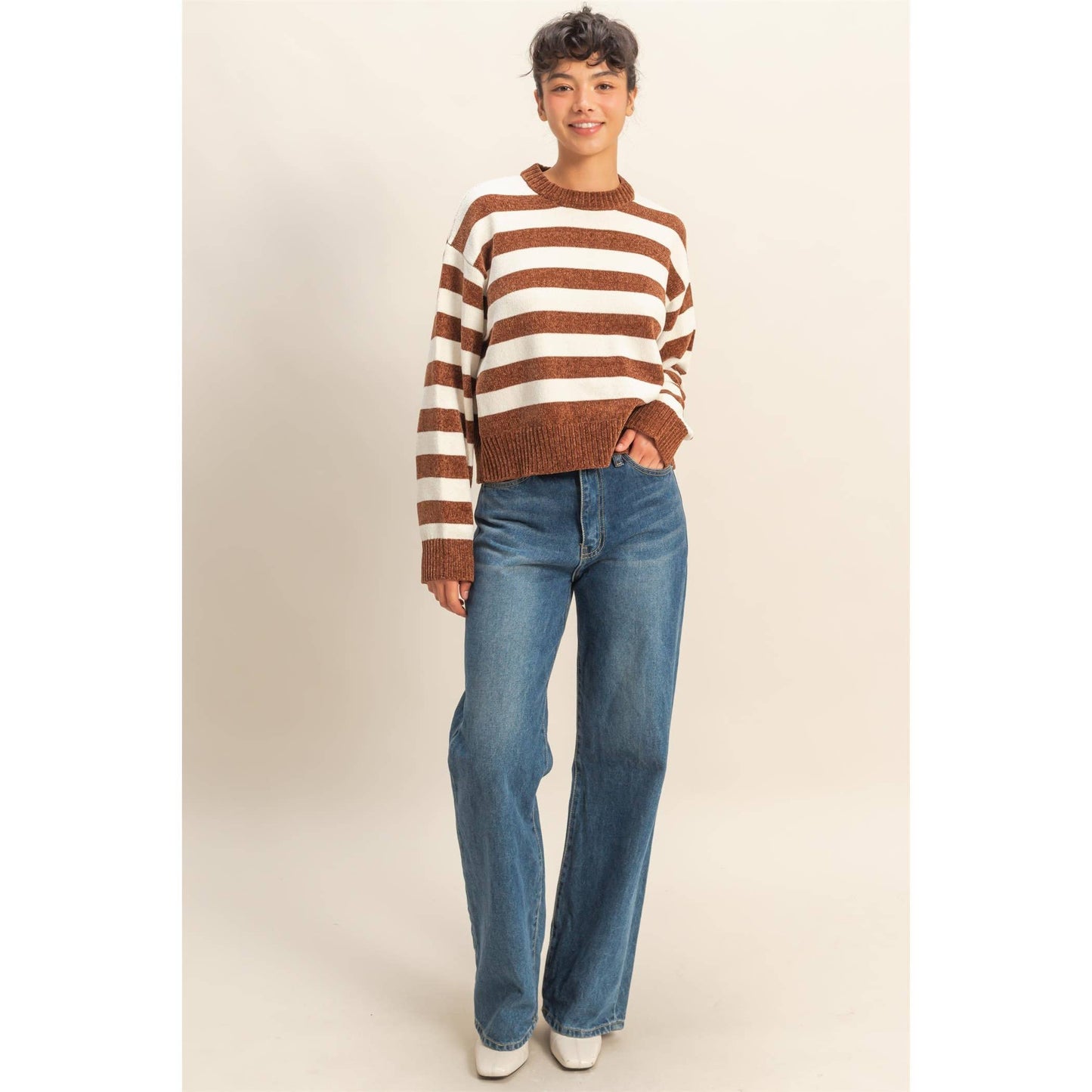 Cuddly Vibes Striped Sweater