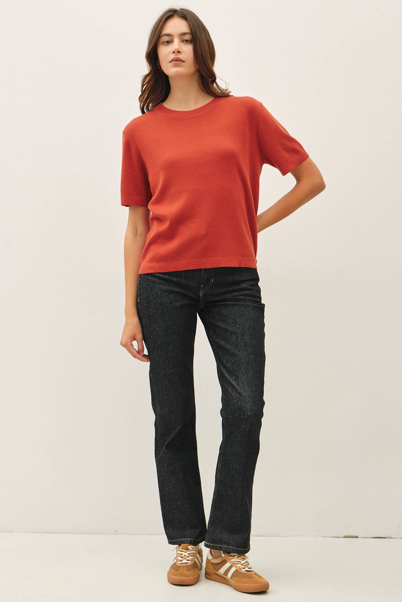 CASHMERE BLENDED SHORT SLEEVE SWEATER