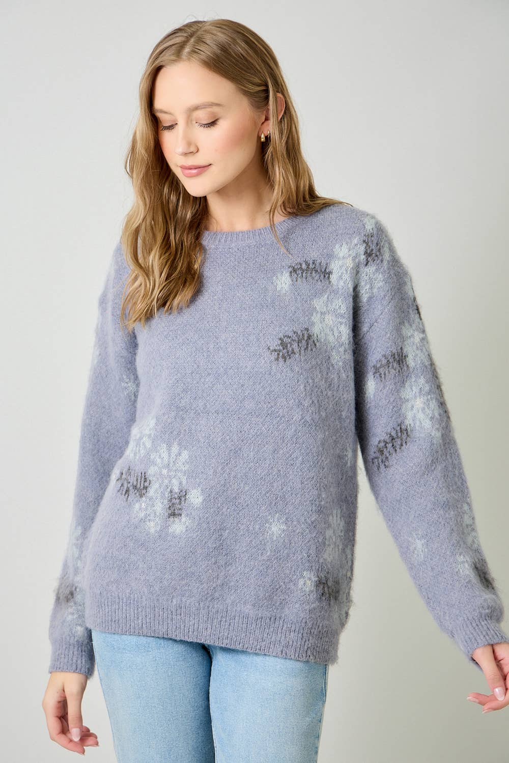 Winter Blues Floral Sweater