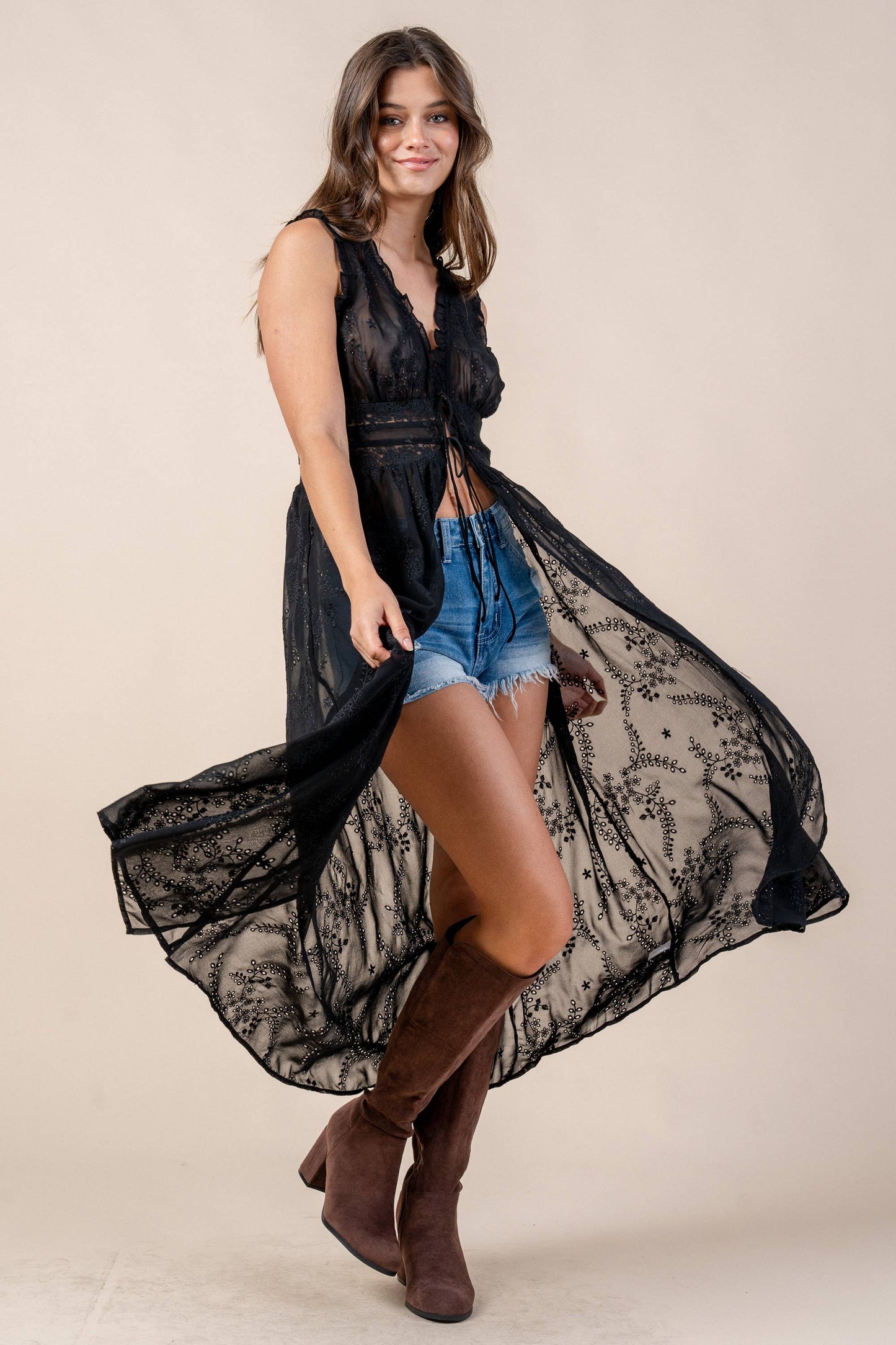 Giddy Up Long Lace Duster