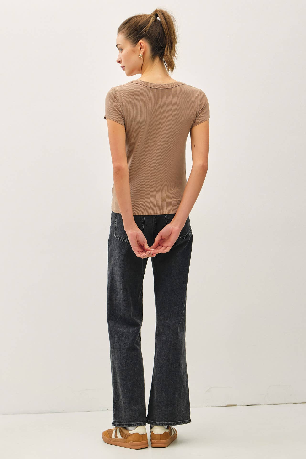 Never Basic Ribbed Scoop Neck Tee