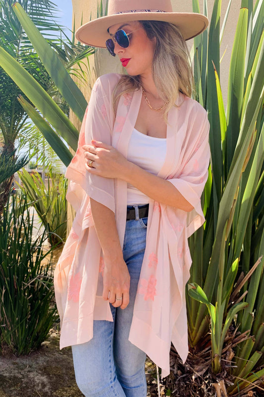 Blush Sheer Cardigan Cover Up