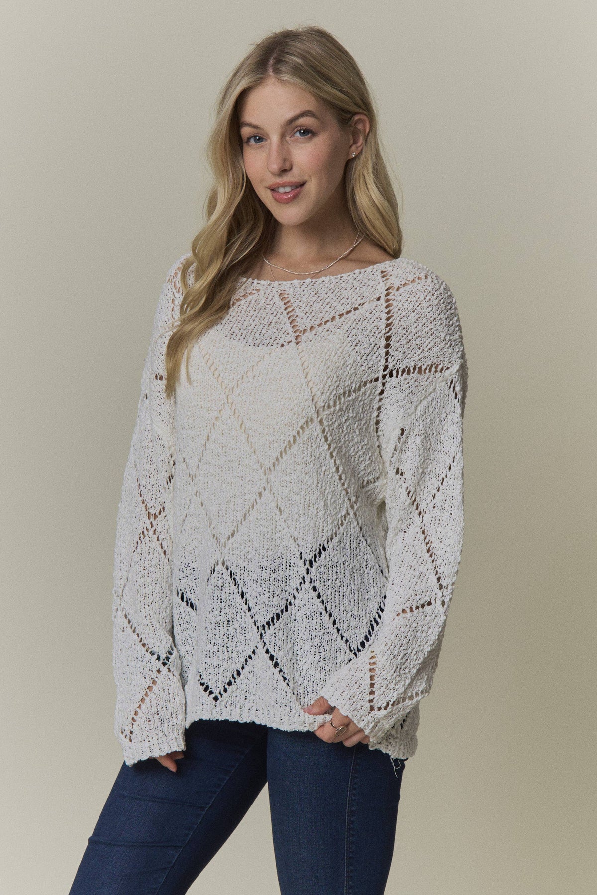 Falling for You Diamond Knit Sweater