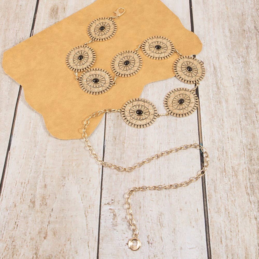 Stone Sunburst Concho Chain Belt
