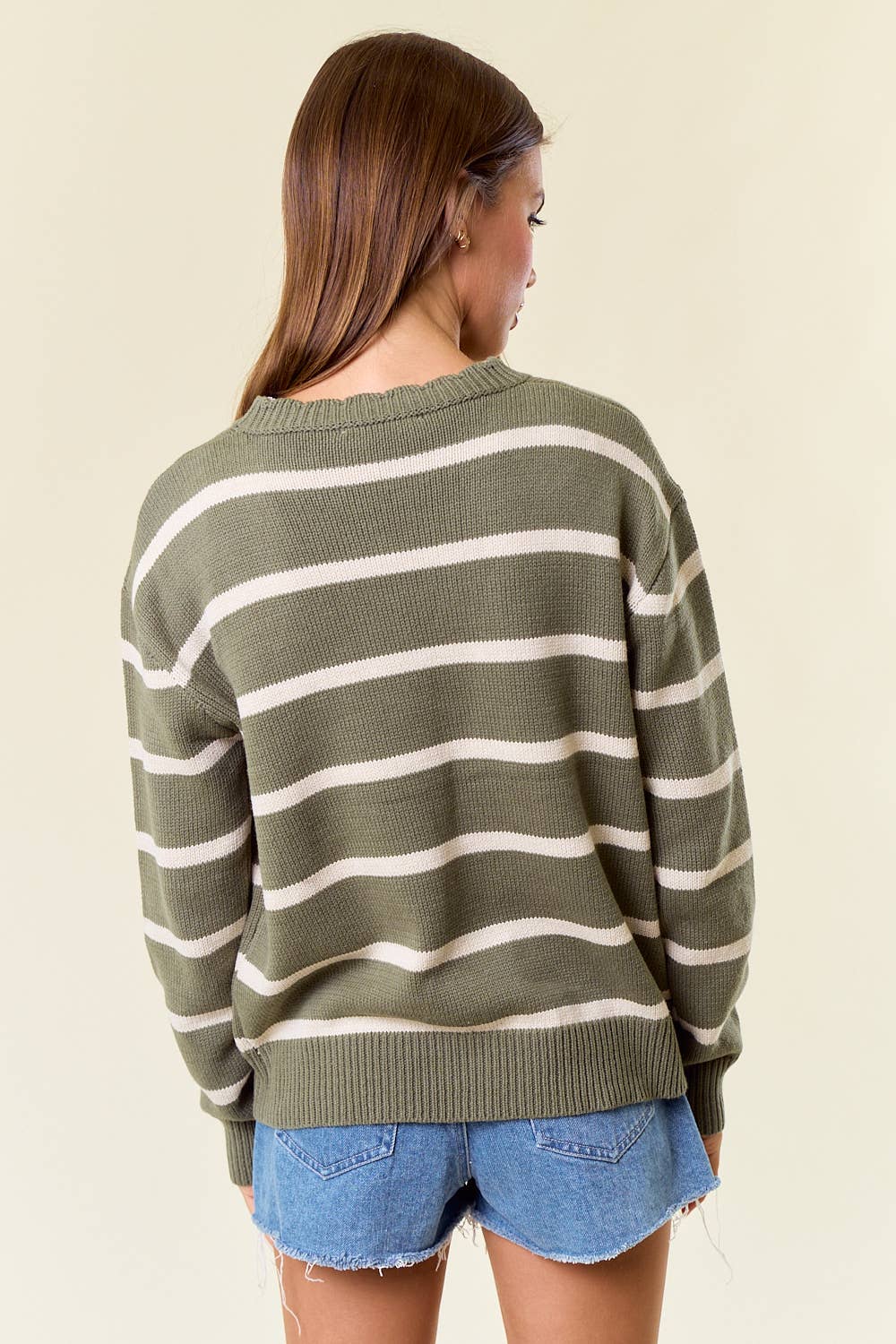 Stripe me Up Scallop Sweater