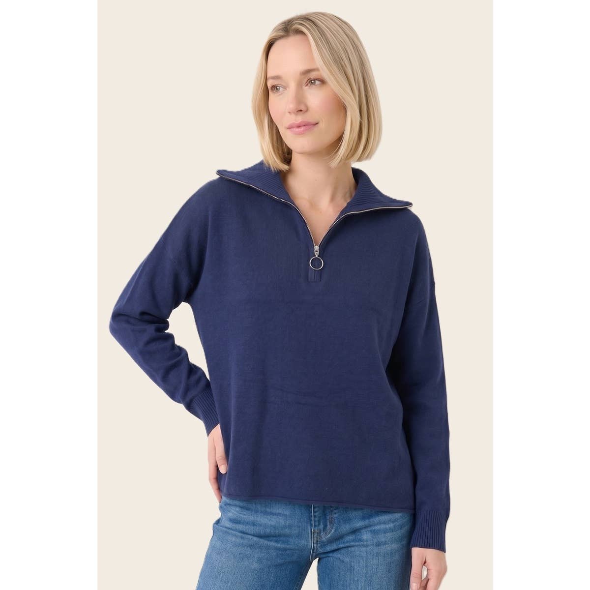 Mock Mockneck Zip Sweater