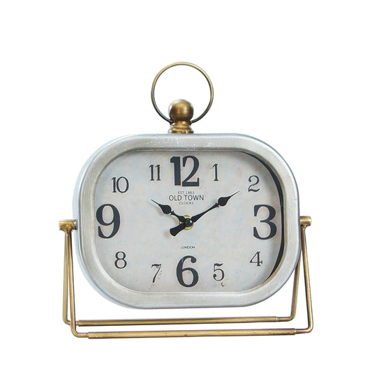 White Metal Table Clock