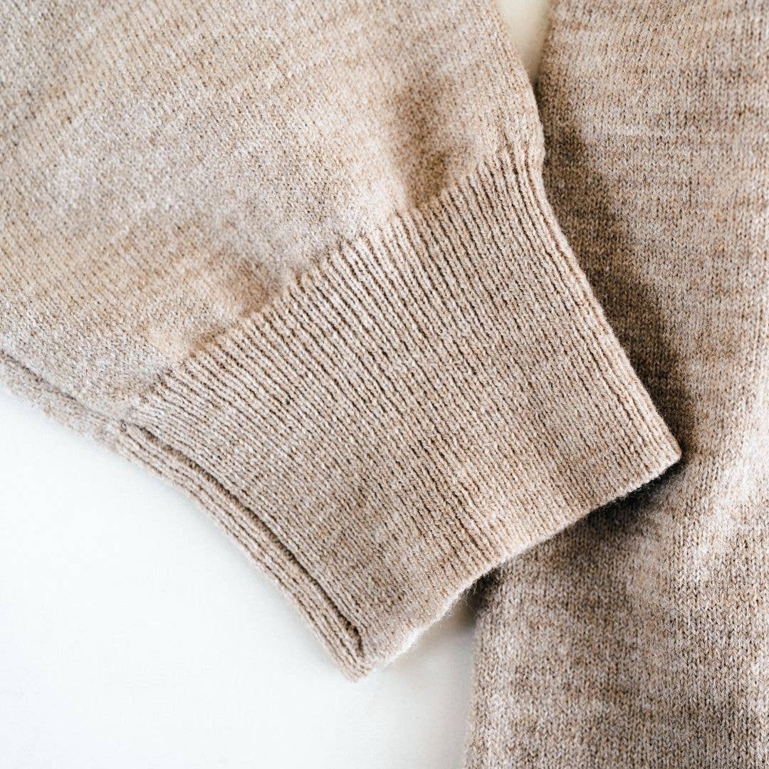 Quarter Zip Sweater Sand- Women