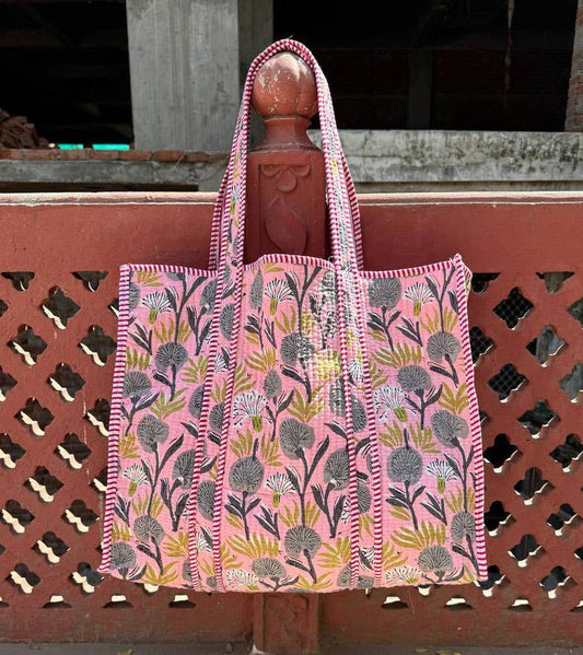 Printed Cotton Quilted Women Bag Carry Bag Tote Bag Girl Bag