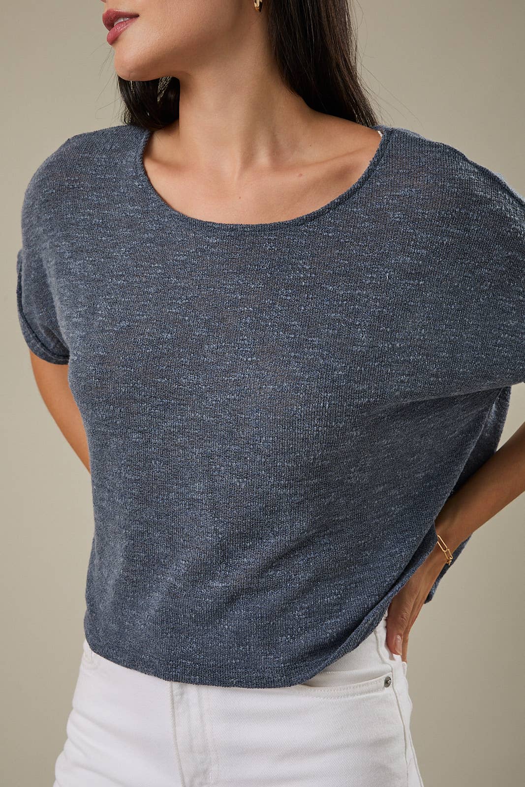 Biscotti Folded Sleeve Top