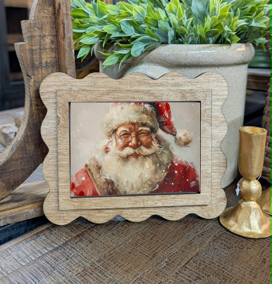 Scallop Snowy Santa Framed Canvas Art