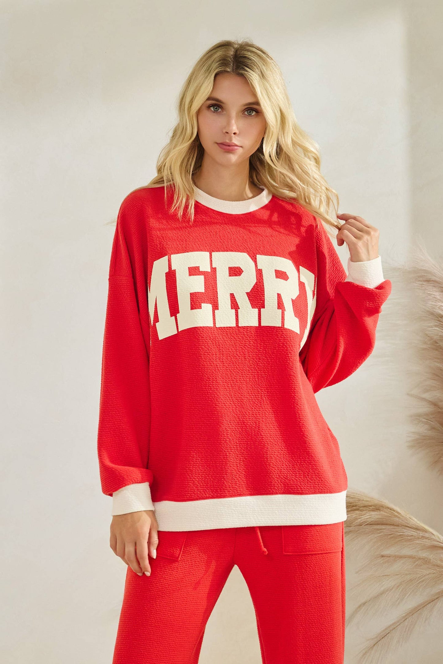 Merry Ribbed Pullover Ringer Top