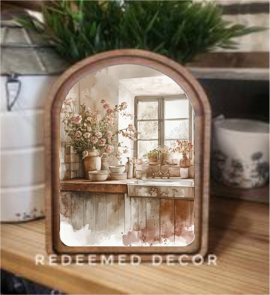 Arch Top Rustic Kitchen Framed Art