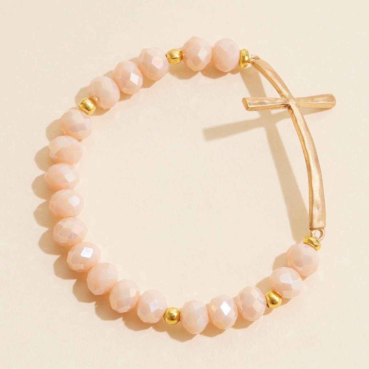 Cross Charm Glass Beaded Bracelet
