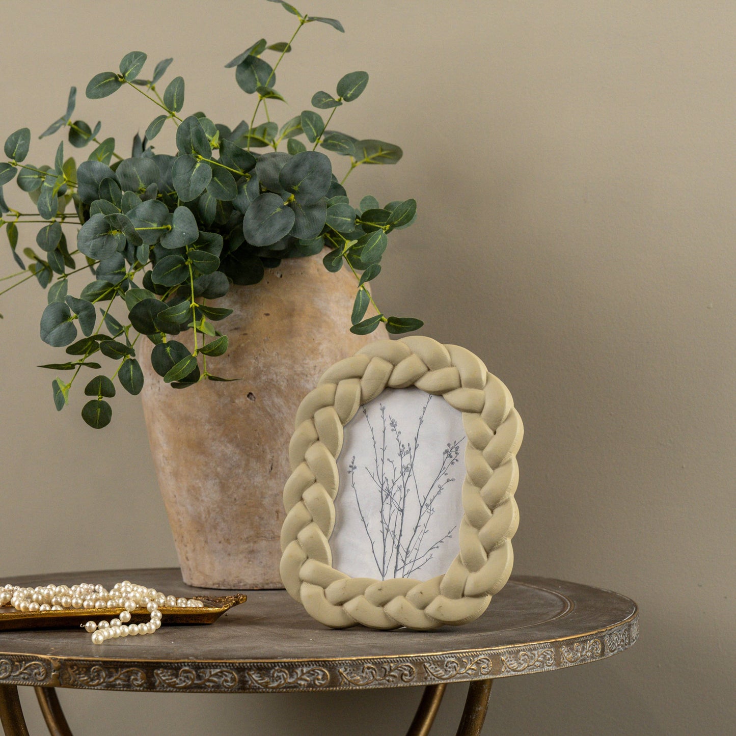 BEIGE BRAIDED PHOTO FRAME