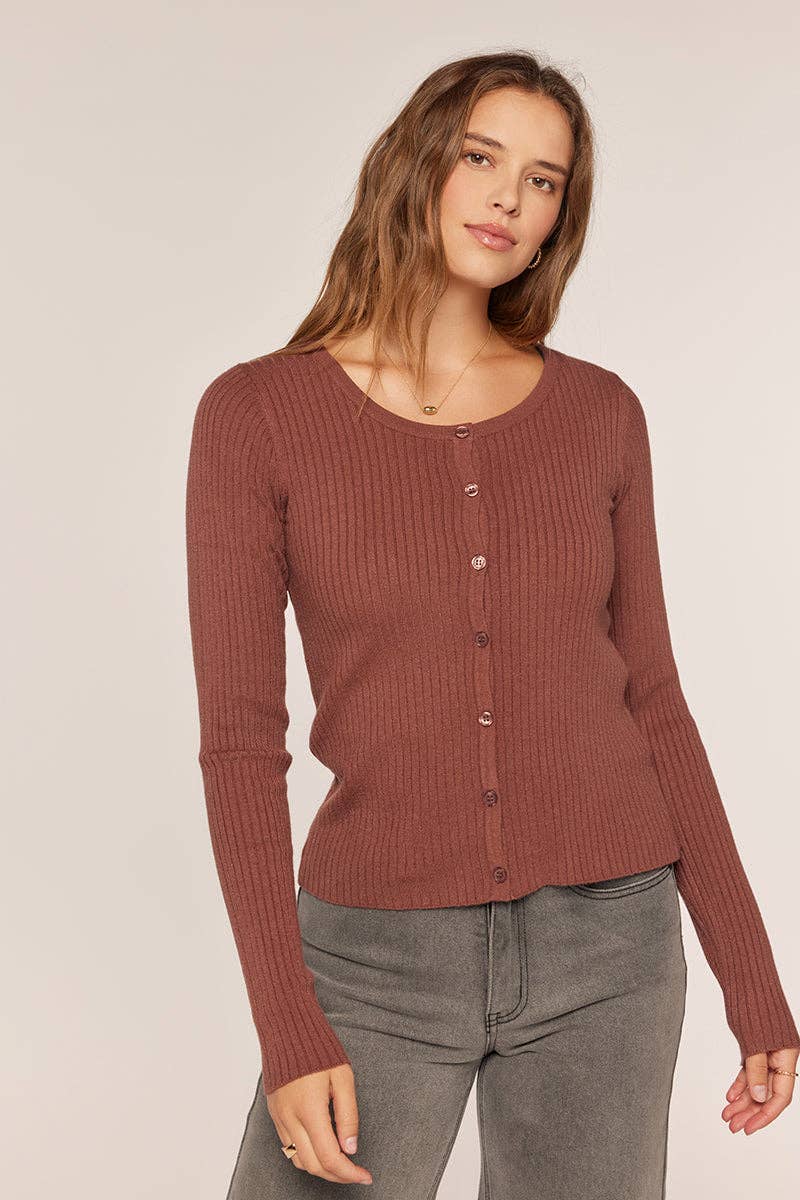 Rusty Ribbed Button Up