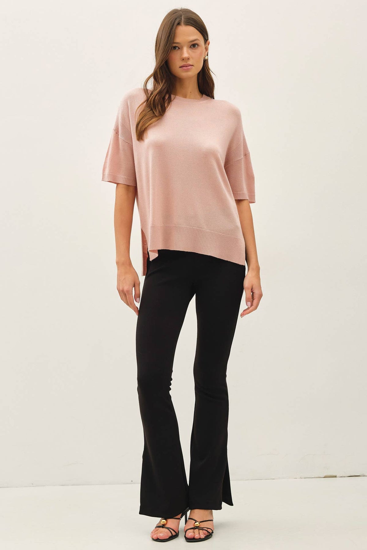 Side Split Shortsleeve Sweater