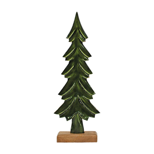 Small Wood and Green Enamel Tree