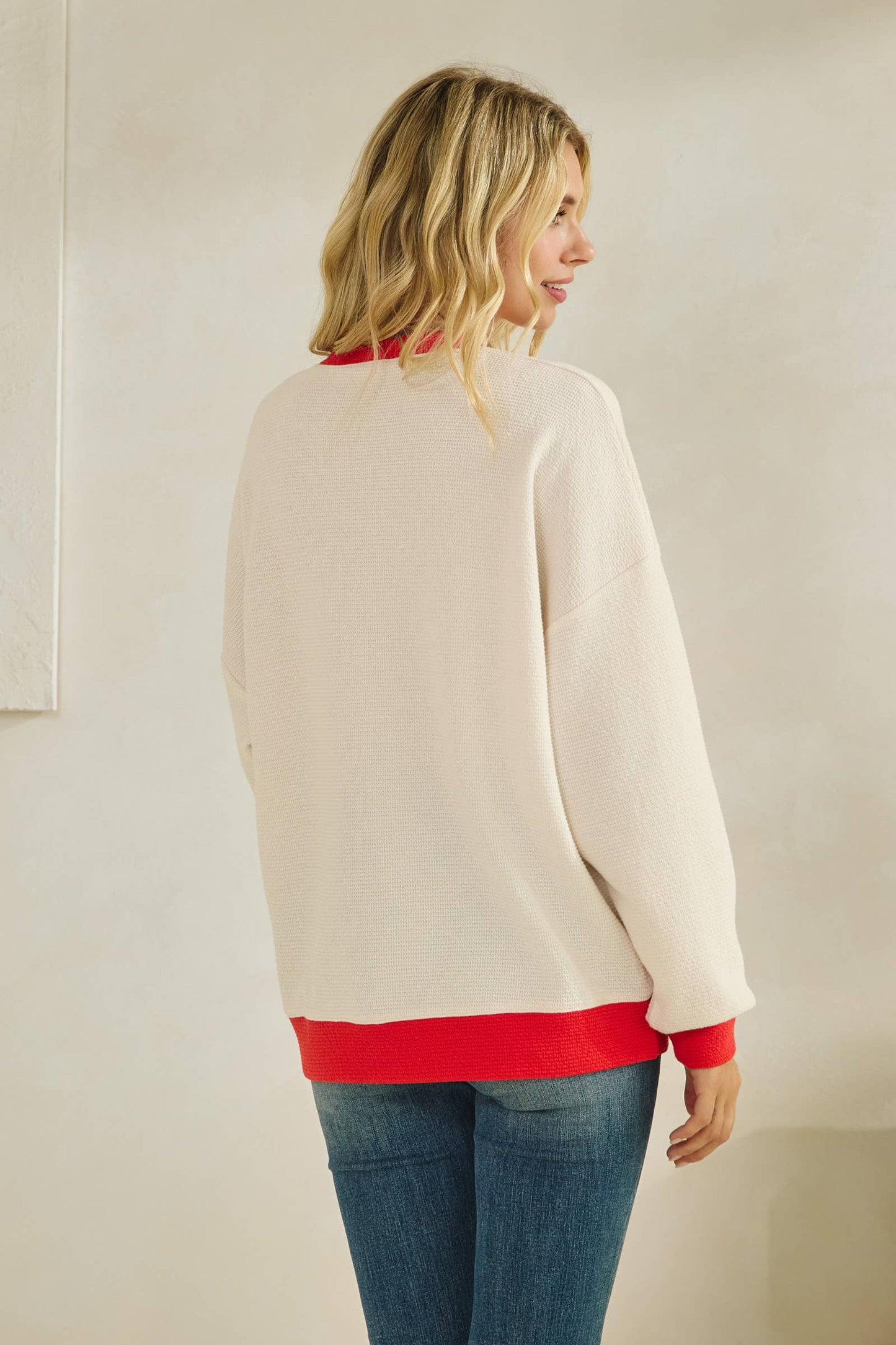 Merry Ribbed Pullover Ringer Top