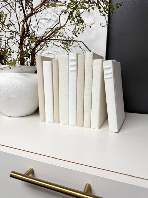 Fabric Covered Books for Shelf Decor- Shades of Cream