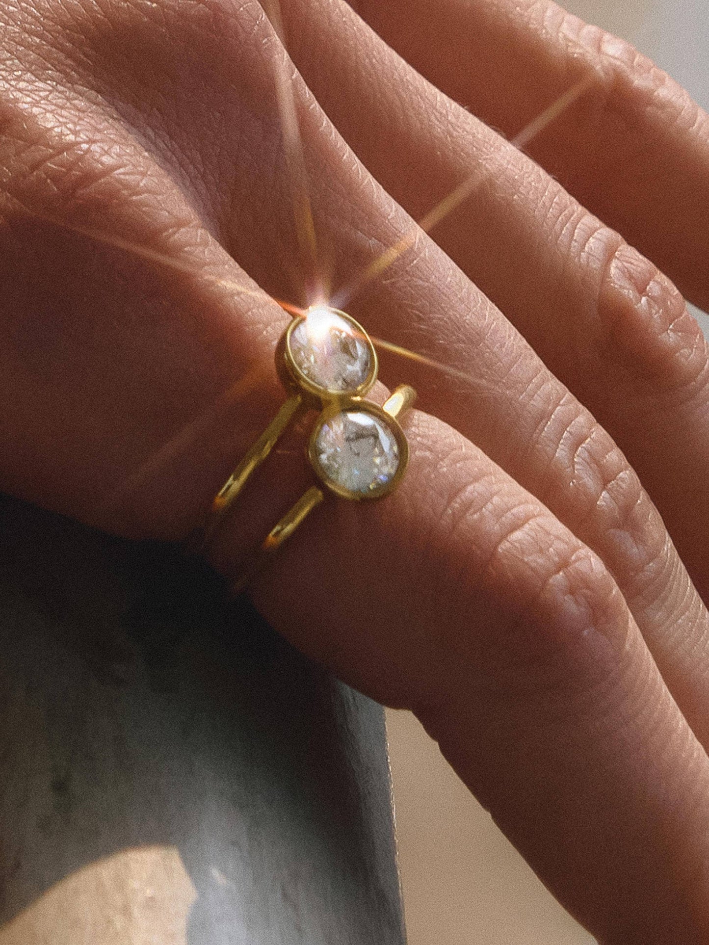 Hollis 18K Gold Double CZ Ring
