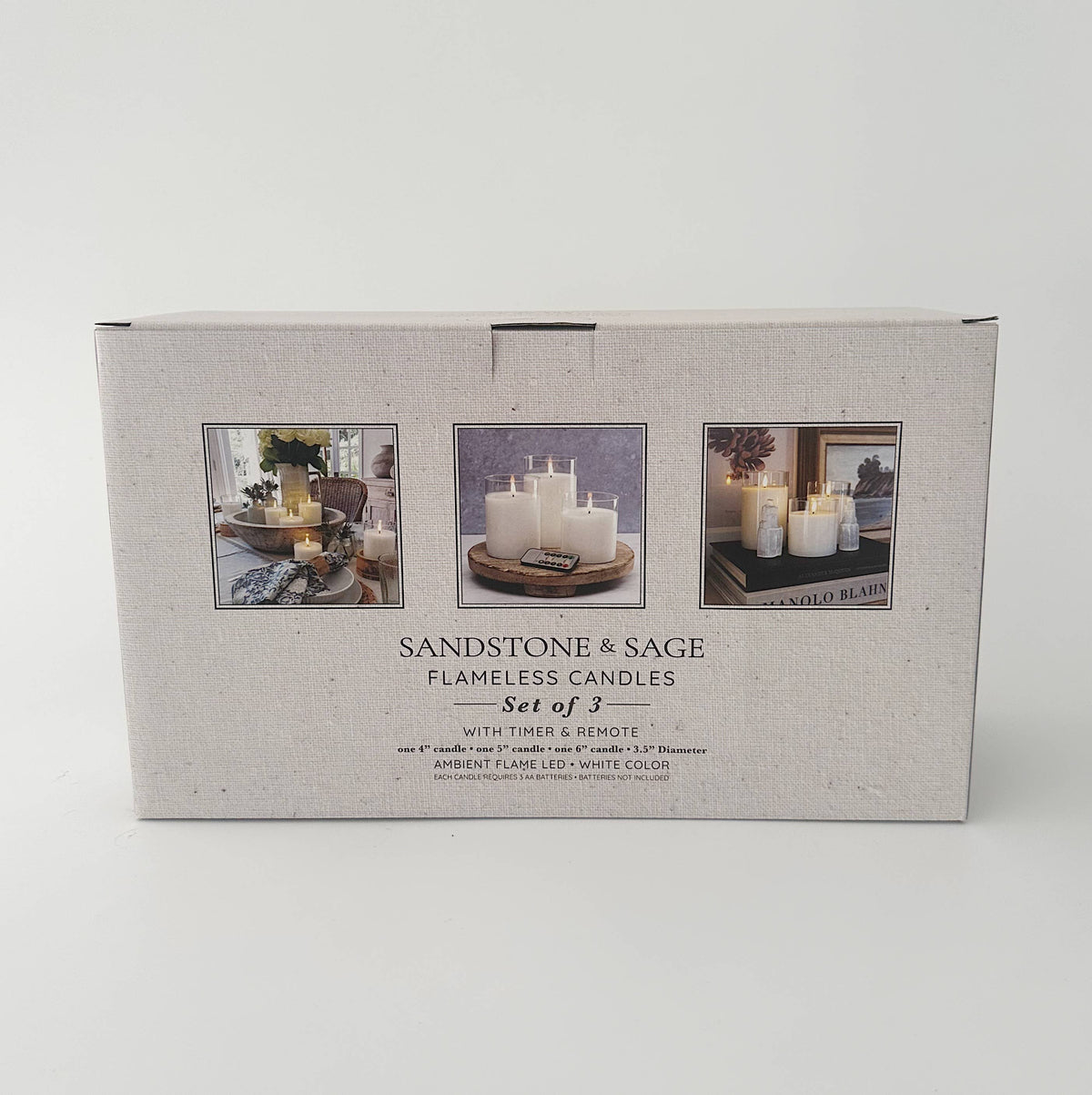 Flameless LED Hurricane Glass Candles - White and Amber