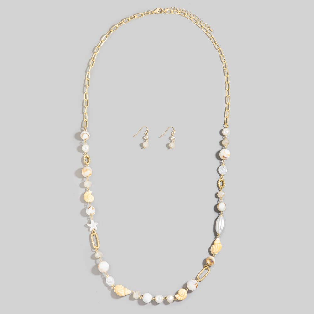 Seashell Beaded Charm Necklace Set