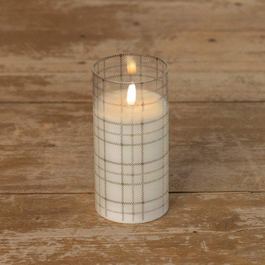 6" ANDRI PLAID GLASS 3D FLAME CANDLE