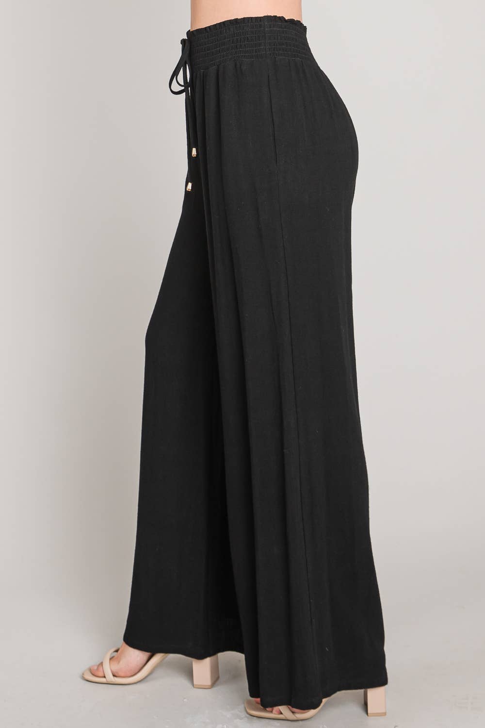 Smocked Linen Tie Pant