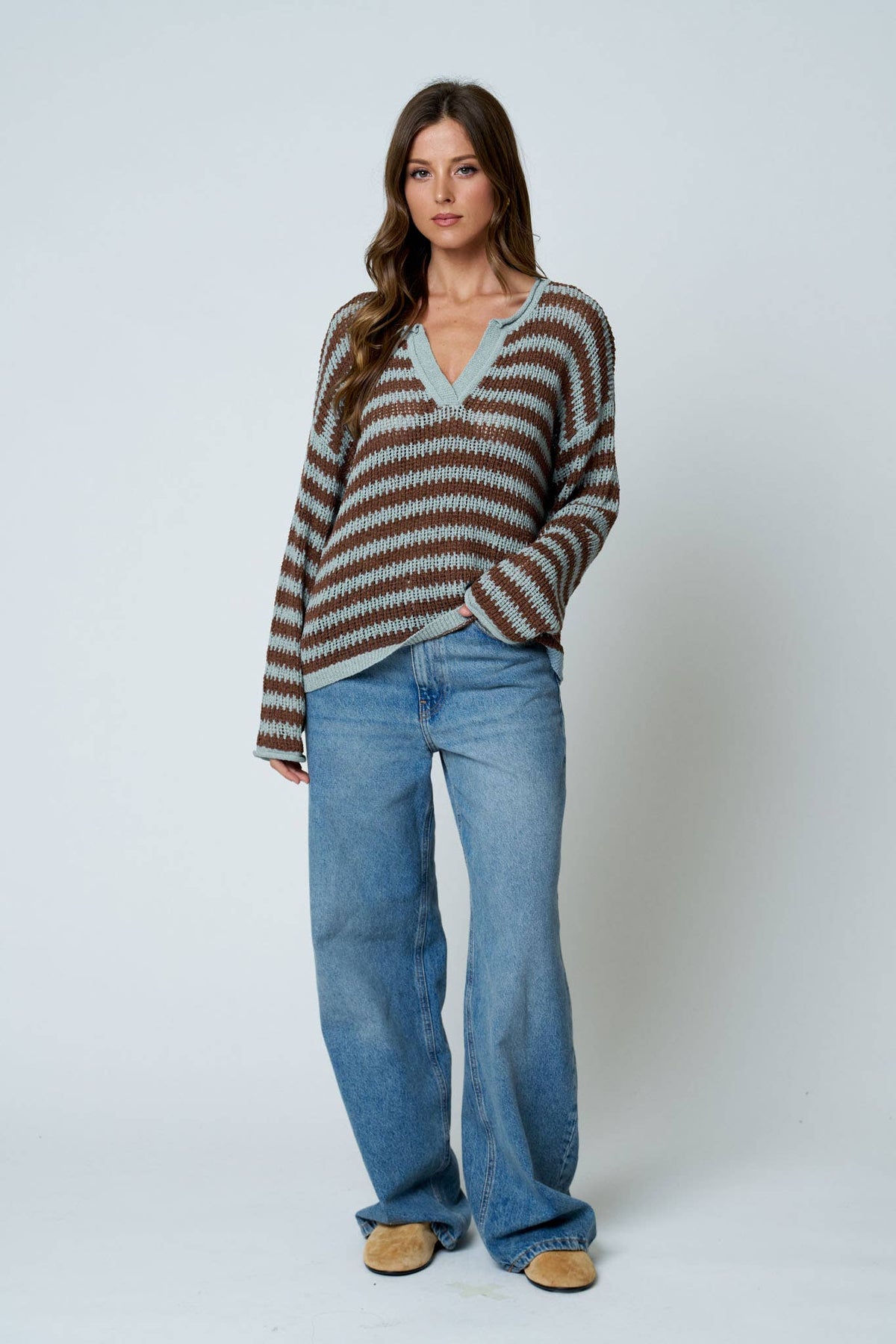 Reanna Raw Edge Vneck Sweater