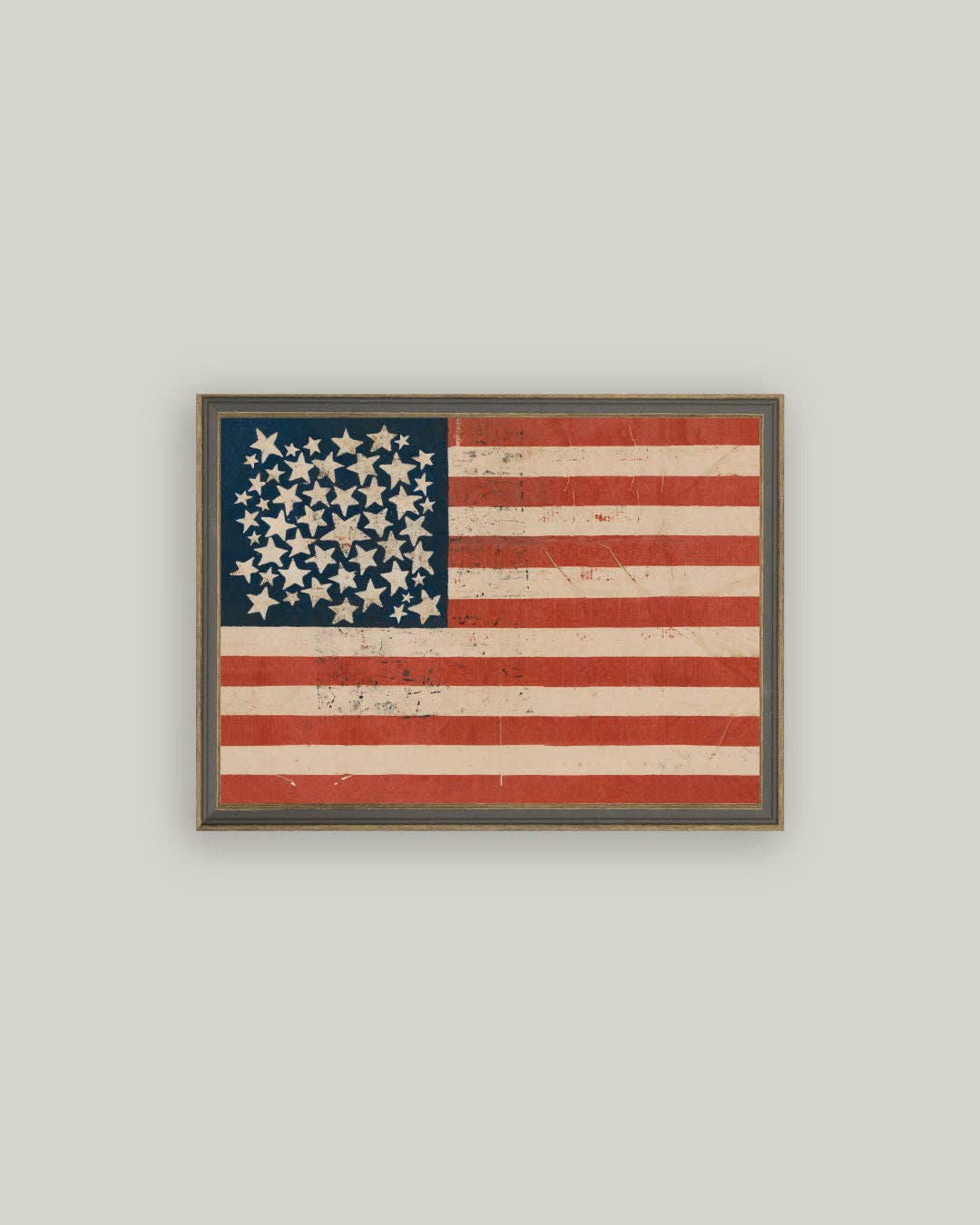 Rustic Flag Framed Antique Art