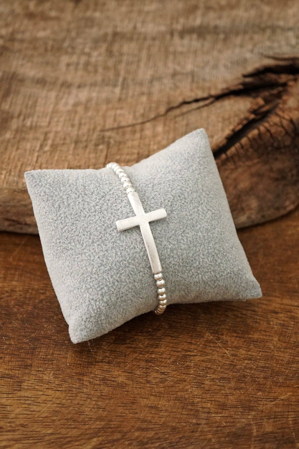 Worn Silver Cross Bracelet