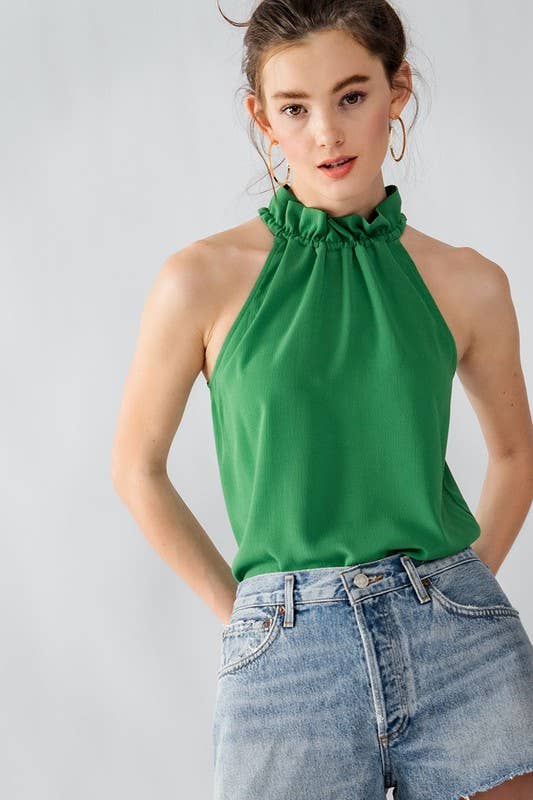 Ruffle Mock Neck Tank