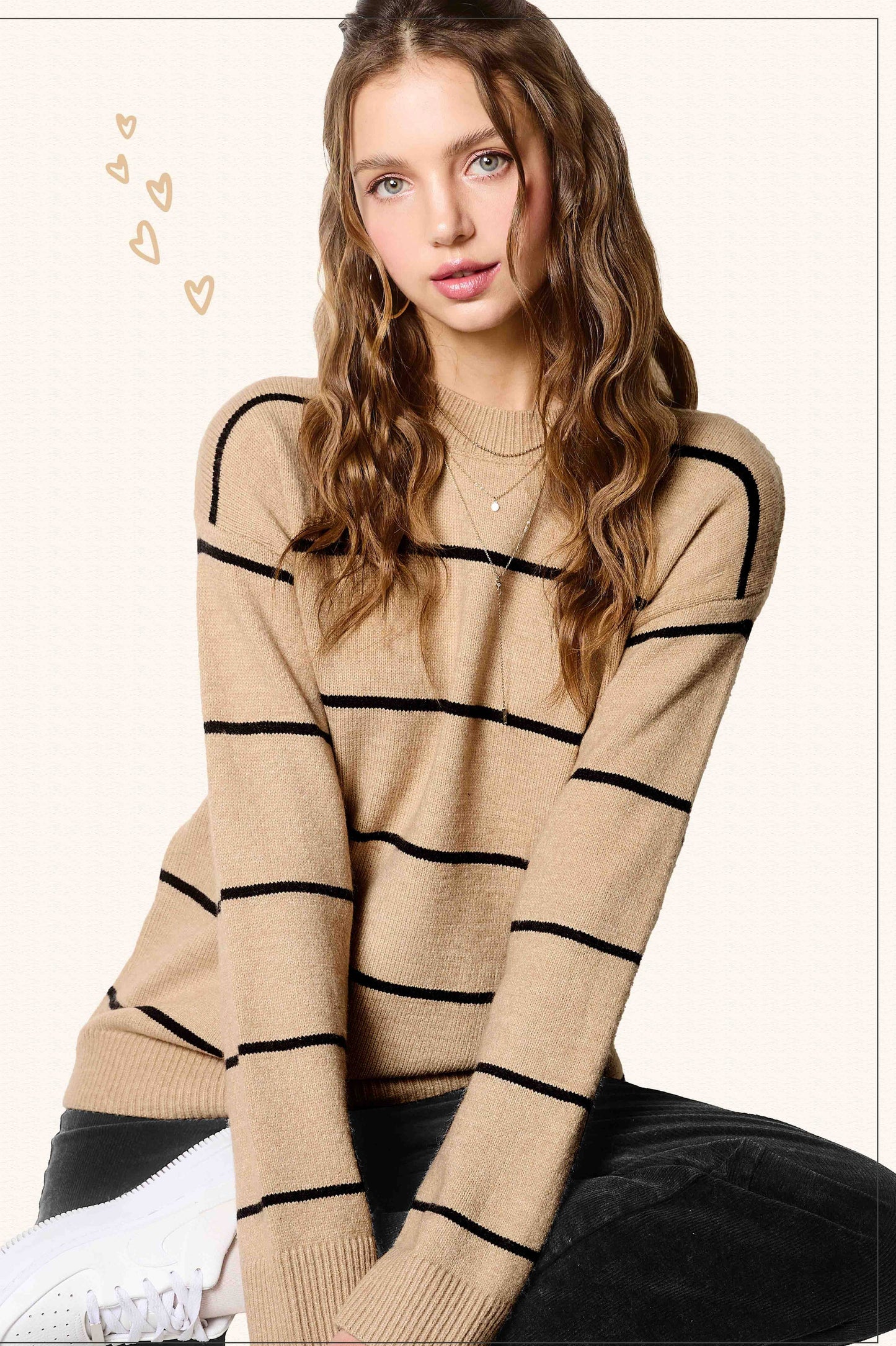 Falling Leaves Crewneck Striped Sweater