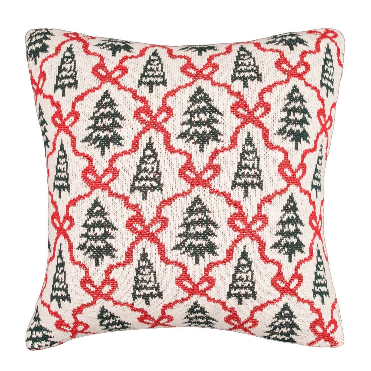 Christmas Trees & Bows Throw Pillow