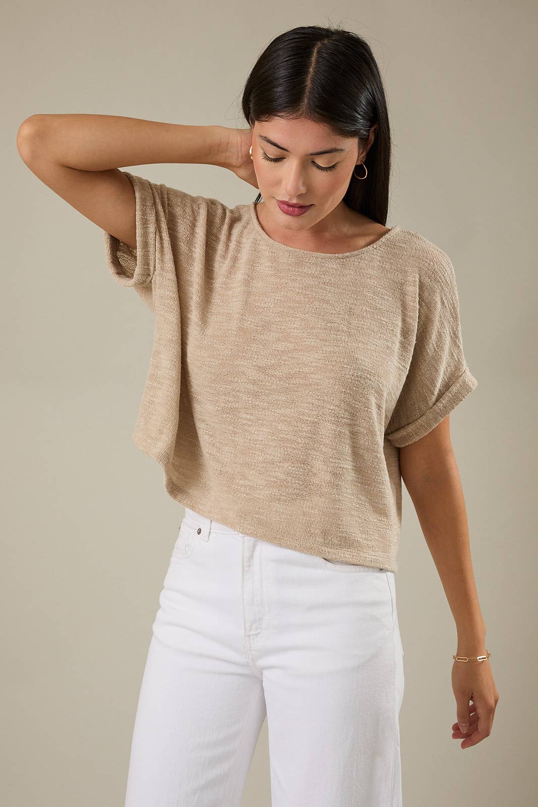 Biscotti Folded Sleeve Top