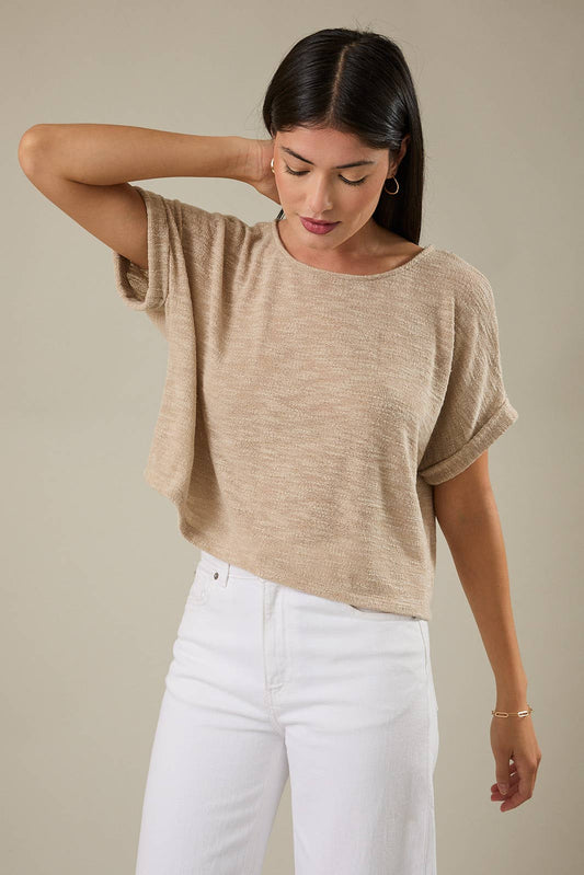 Biscotti Folded Sleeve Top