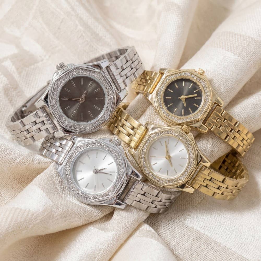 Pave Trim Octagonal Watch