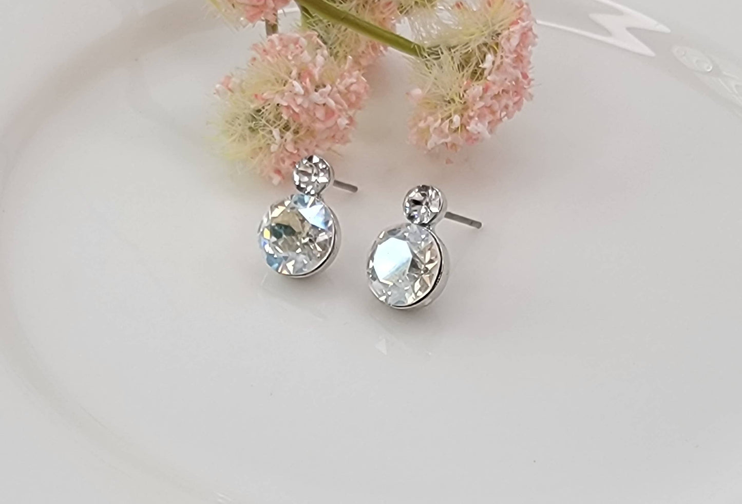 2 stone silver earrings