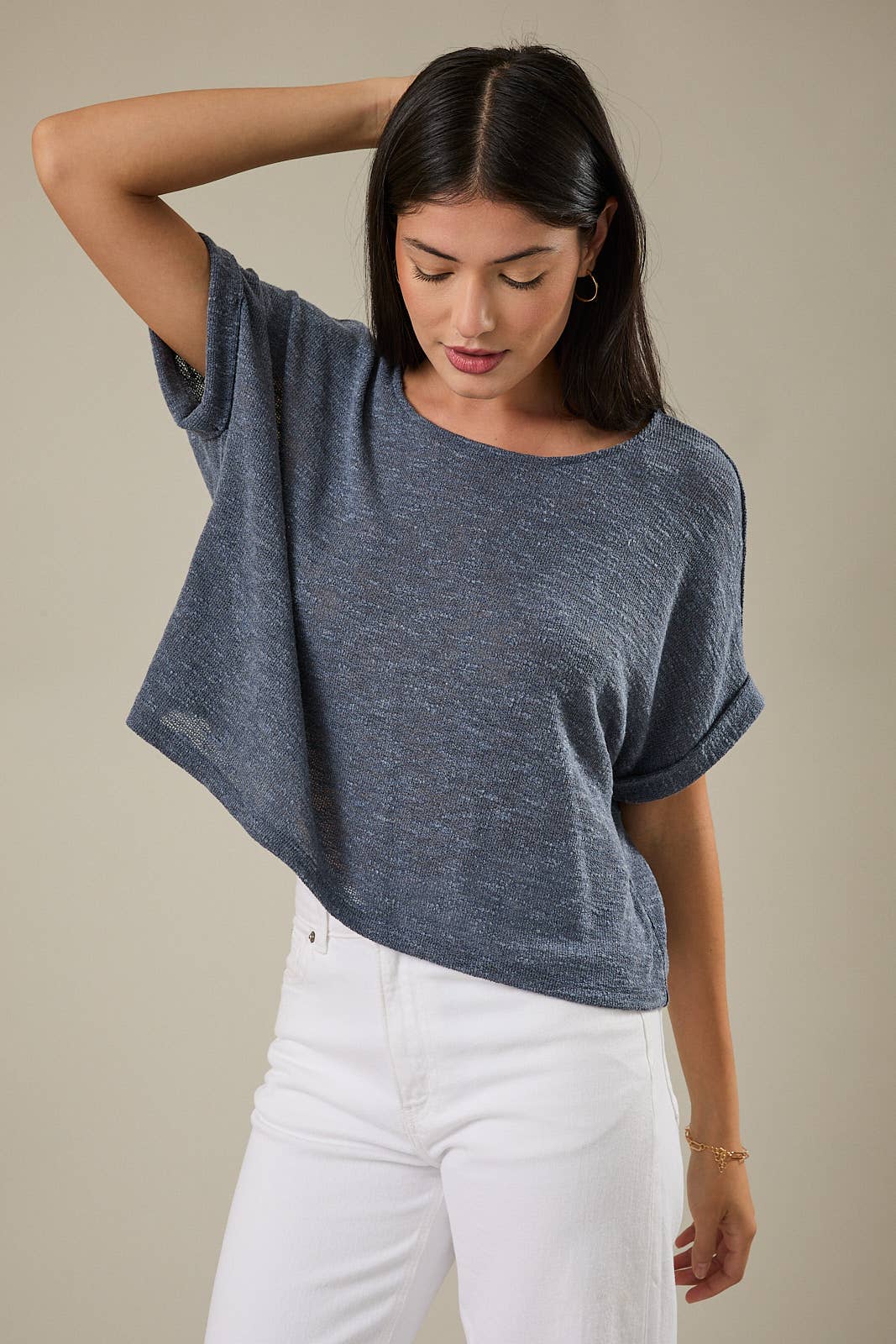 Biscotti Folded Sleeve Top