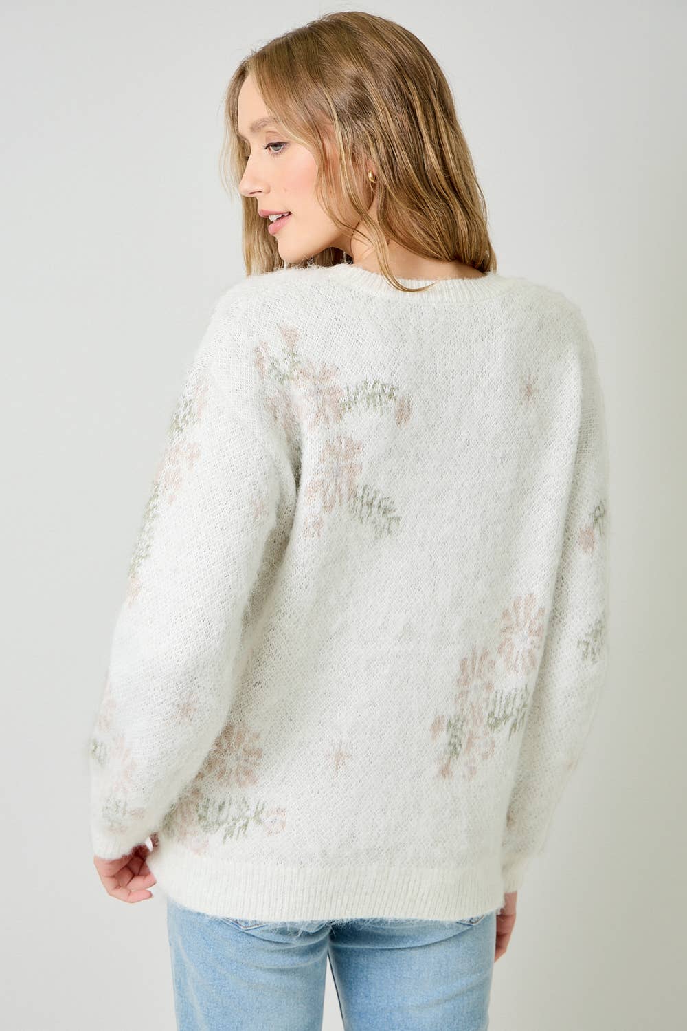 Winter Blues Floral Sweater