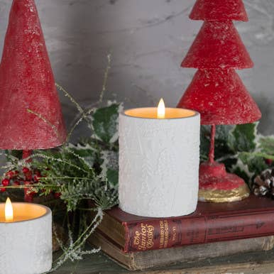 4.25" - 3D FLAME HOLIDAY EMBOSSED CANDLE
