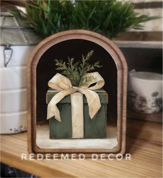 Arch Top Christmas Gift Framed Art