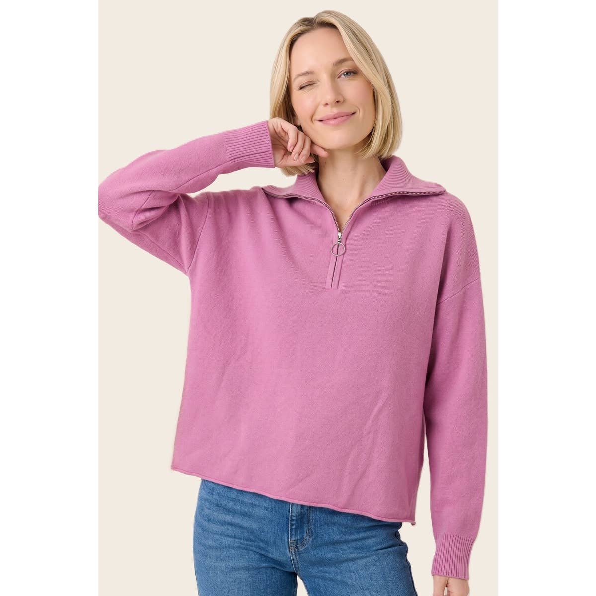 Mock Mockneck Zip Sweater