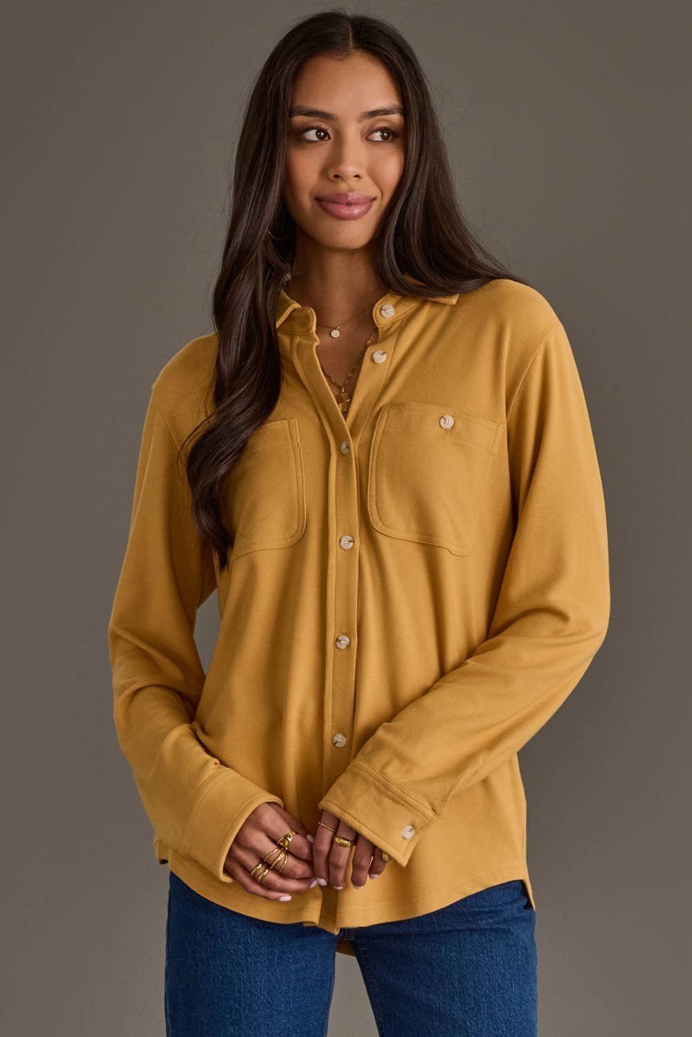 Mustard Super Soft Button Up