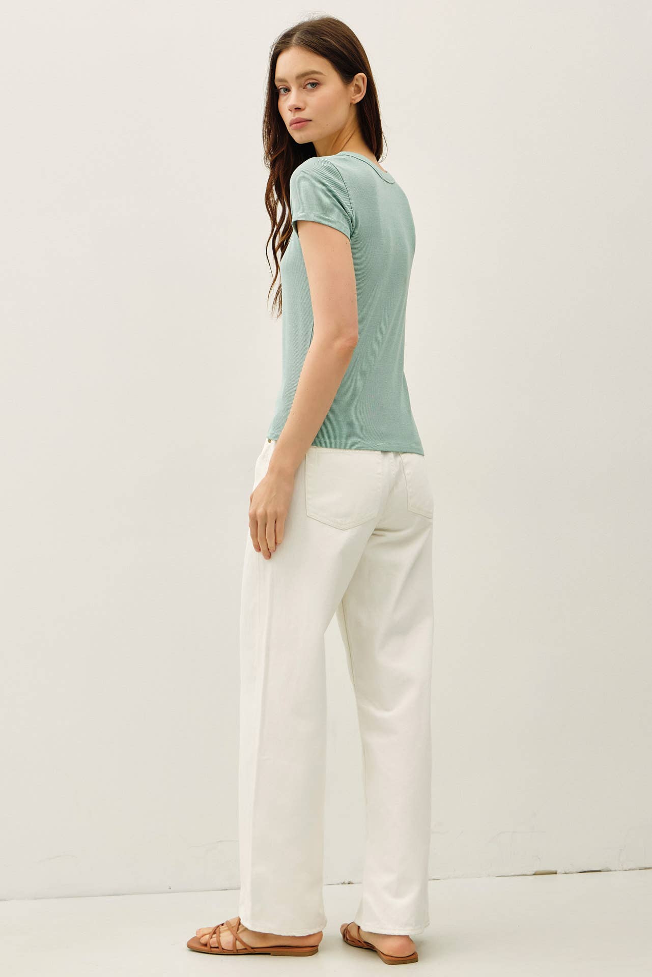 Never Basic Ribbed Scoop Neck Tee