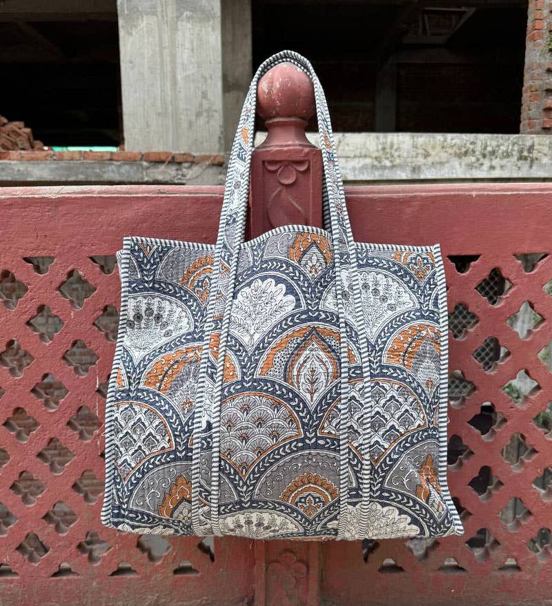 Unique Design Block Printed Bag Cotton Tote Bag Quilted Bags